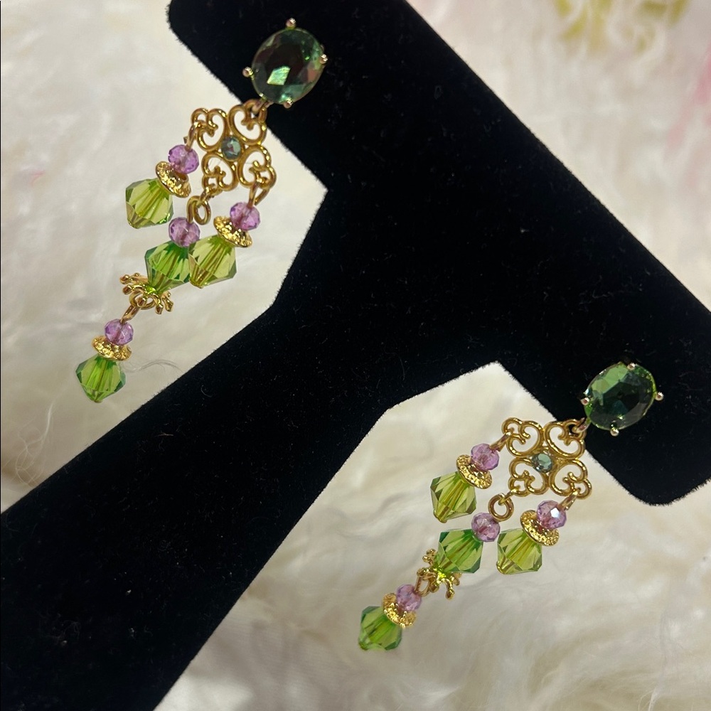 Peridot with Lavender Crystal Earrings-NWT - Picture 6 of 8